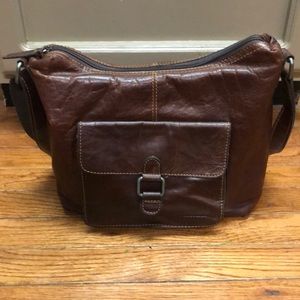 Jack Georges Dark Brown Leather Shoulder Bag